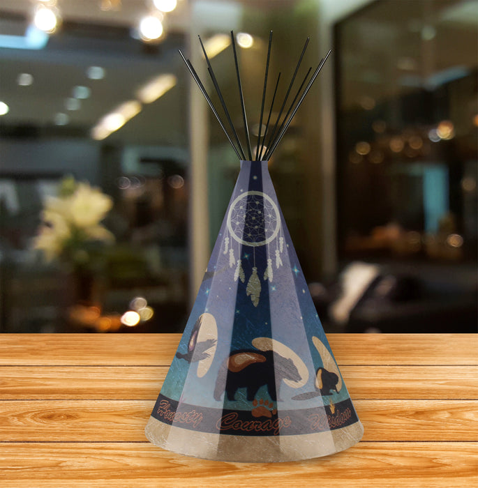 Modern 7 Sacred Animals Parchment Teepee Lamp - Large